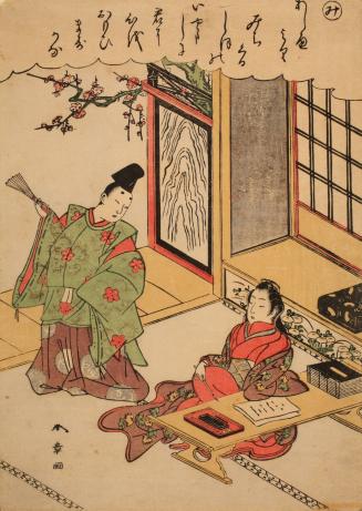 Couple by a Writing Desk, no. 41 from an untitled series of illustrations from Tales of Ise