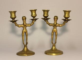 Candelabra in the Form of a Bearded Man Supporting a Candlestick in Each Handle
