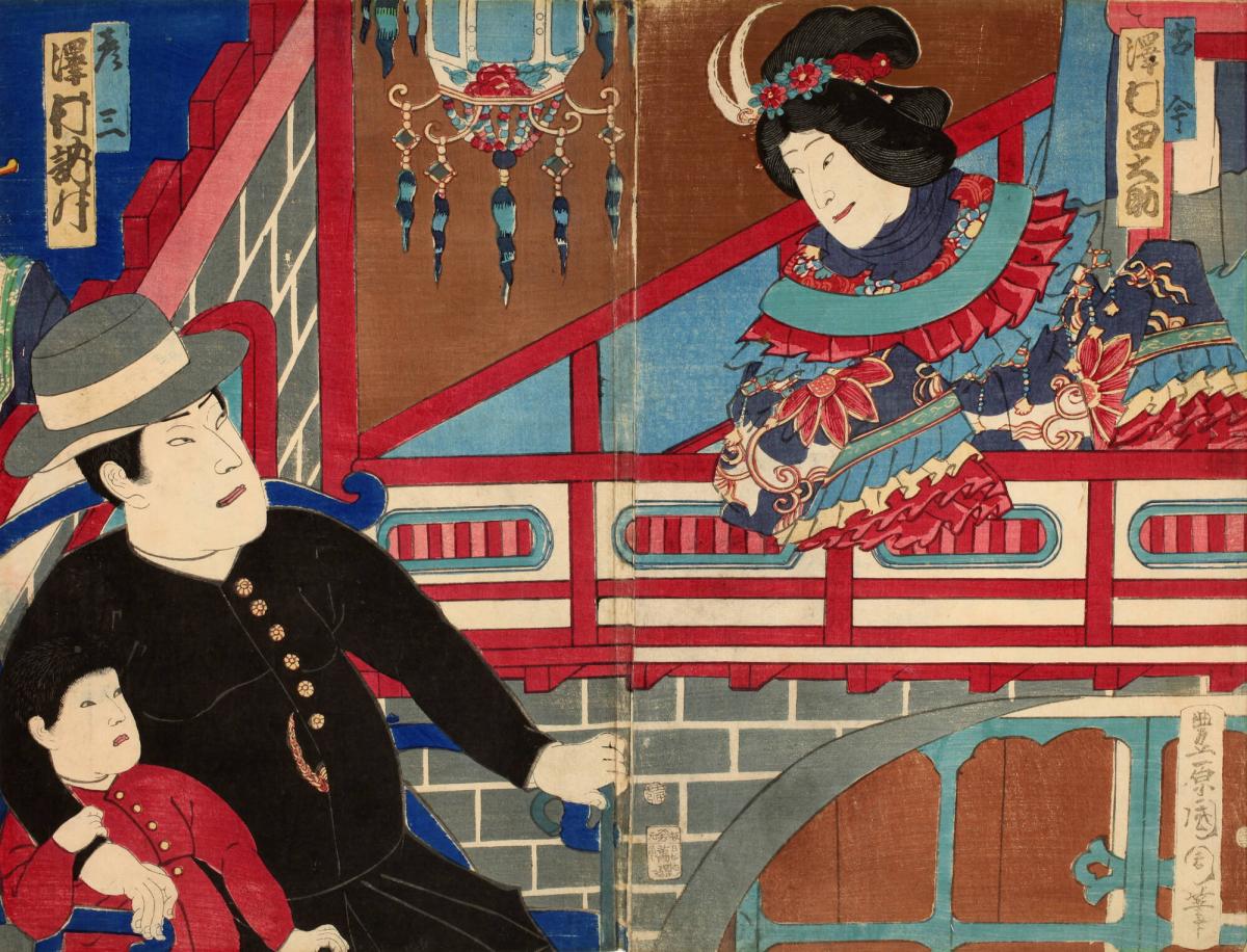 The Actors Sawamura Tanosuke III (Right) and Sawamura Tosshō II in a Scene from a Kabuki Play