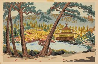 Temple of the Golden Pavilion in Autumn, from the series Famous Places in New Kyoto