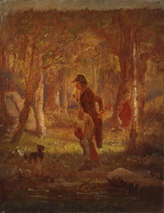 Scholar with Dachshund on a Walk in the Forest