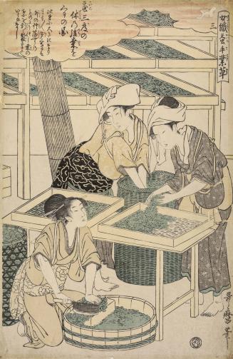 Feeding Mulberry Leaves to the Silkworms, no. 3 from the series A Woman's Occupation of Raising Silkworms