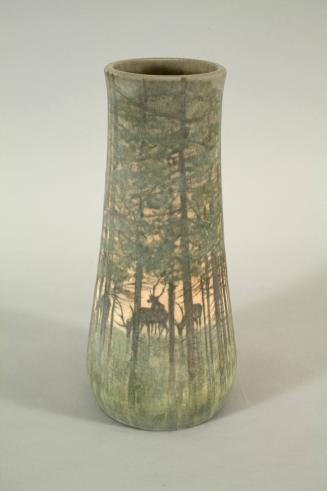 Vase with Deer in Forest Design