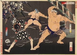 The Battle of the Wrestlers and the Firemen at Shimmei Shrine, from the series New Selection of Eastern Color Prints
