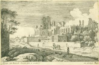 Landscape with Ruins and a Woman Attended by Servants with a Parasol, from the series Twelve Views of the Roman Countryside