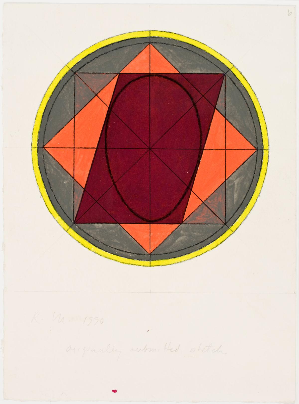 Originally Submitted Sketch No. 6 for the Finney Chapel Rose Window, Oberlin College