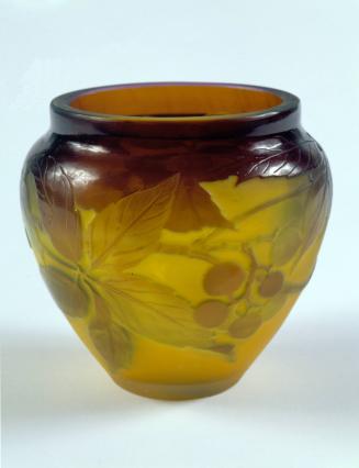 Vase with Raised Design of Leaves and Berry Clusters