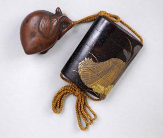 Inro with Gold Design, and Netsuke in the Form of a Peach