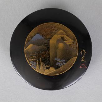Incense Box with Medallion Depicting an Open Book Illustrated with Landscapes