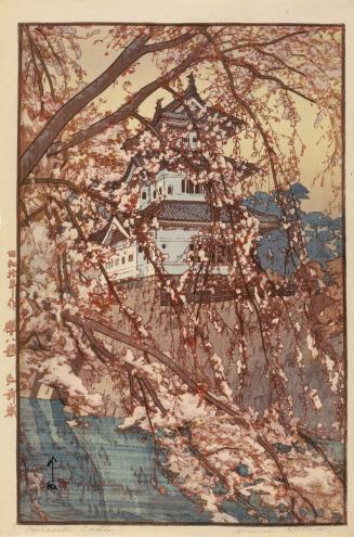 Hirosaki Castle (弘前城 Hirosaki jō), from the series Eight Scenes of Cherry Blossoms (櫻八題 Sakura hachidai)