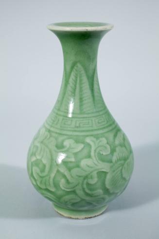 Globular Vase with Molded Floral Design