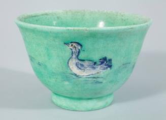 Minzan-ware Tea Bowl with Design of Swimming Ducks