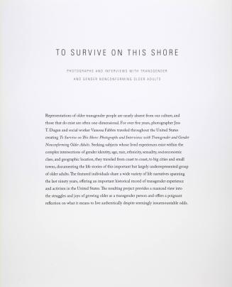 Title Page, from the portfolio To Survive on This Shore: Photographs and Interviews with Transgender and Gender Nonconforming Older Adults