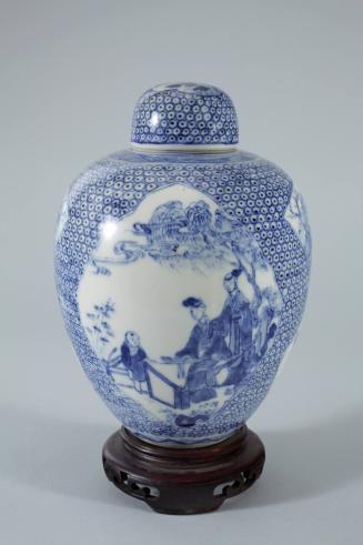 Covered Jar Decorated with Genre Scenes on Stand