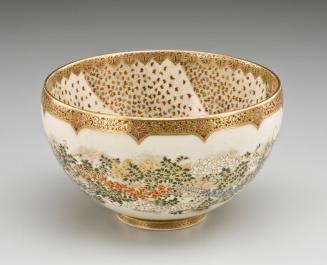 Bowl with Interior Floral and Butterfly Design and Exterior Wisteria Design