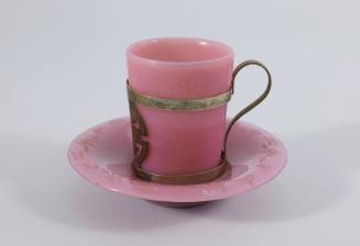 Opaque Rose Glass Cup and Saucer