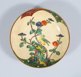 Kutani Dish with Bird and Flower Motif