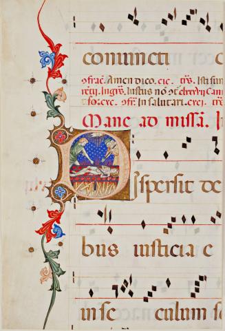 Leaf from a Gradual, with the Initial D ("Dispersit"): The Martyrdom of St. Lawrence