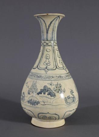 Blue and White Decorated Bag-form Vessel