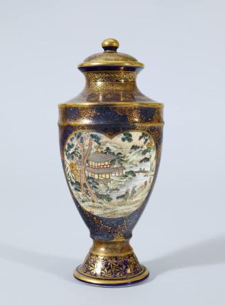 Covered Vase with Figural Medallions and Floral Designs