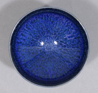 Blue Tenmoku Sake Cup with Kiln Effects