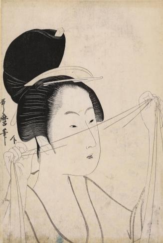 Woman Looking through a Piece of Transparent Silk Cloth, from an untitled series of Bust Portraits of Women