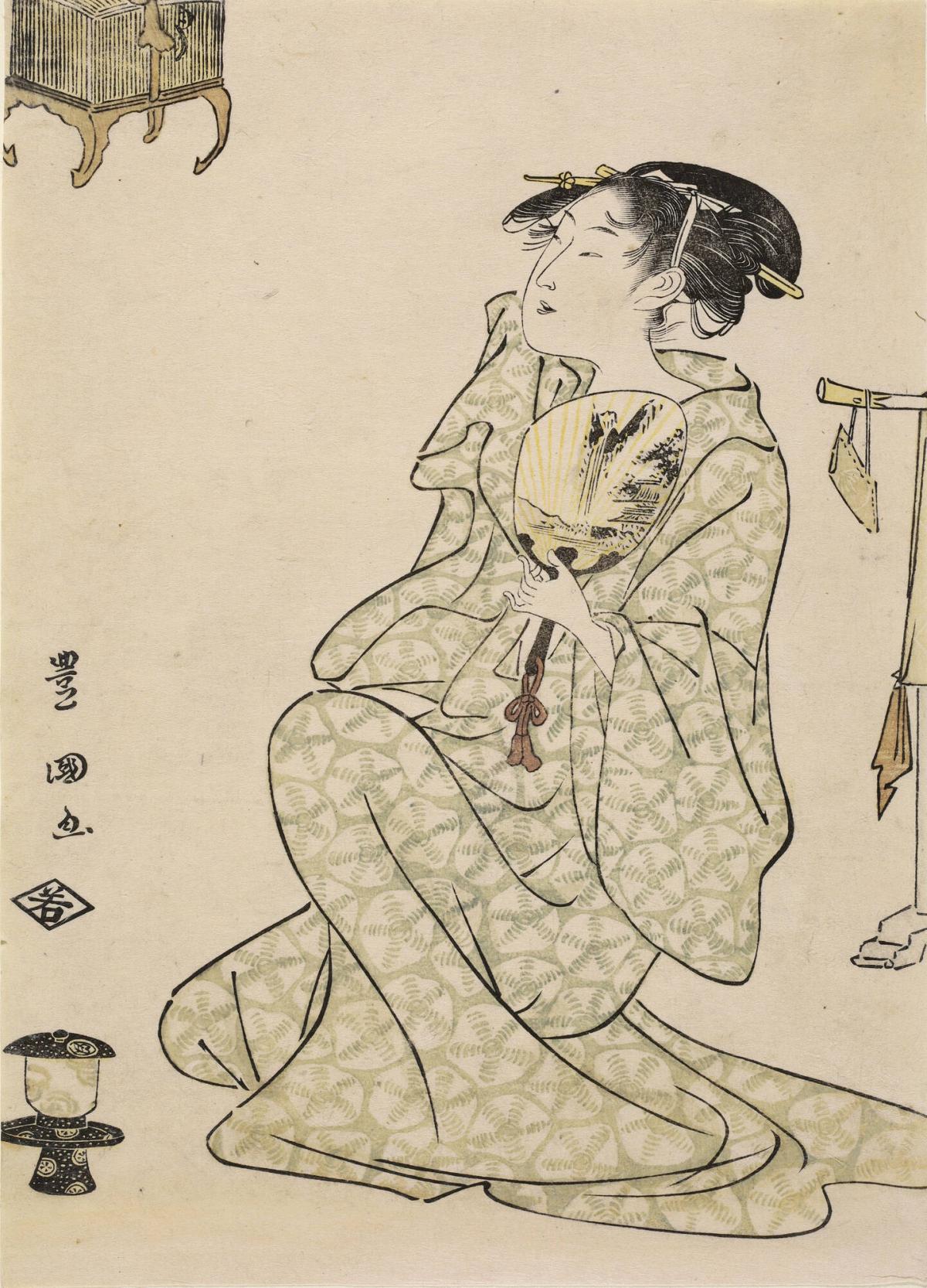 Woman in a Summer Kimono Resting after a Bath