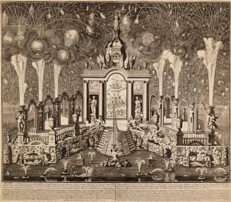 Afbeeldingh van het Theater met zyn Ornamente en Constigh Vuurwerck, June 14, 1713 (Image of the Theater and its Ornaments. Fireworks for the Peace of Utrecht at the Hague)