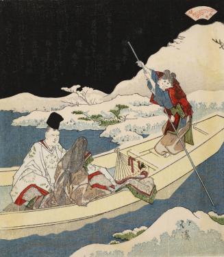 Prince Kaoru and Ukifune in a Snowy Landscape, from an untitled series for the Akabane group