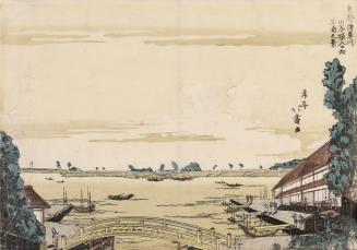 View of Ushijima from the Mouth of the Sanya Canal and the Asakusa River in the Eastern Capital, from an untitled series of Western-style Views of Edo