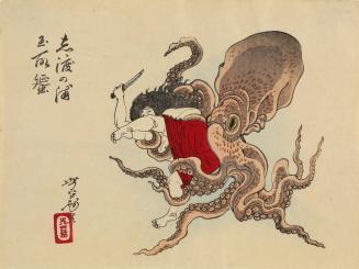 An Octopus Seizing Tamatori at Shido Bay, from a series of comic subjects
