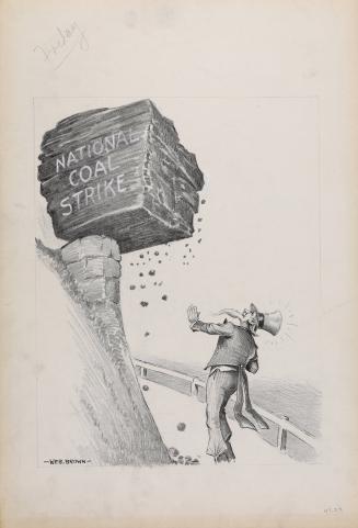 Coal Strike, drawing for an Akron Beacon Journal cartoon