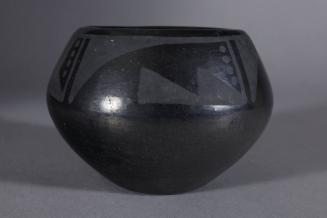 Black-on-Black Bowl with Geometric Design
