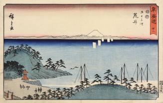 Distant View of Mt. Fuji from Arai, no. 32 from the series The Fifty-three Stations of the Tōkaidō, also called the Reisho Tōkaidō