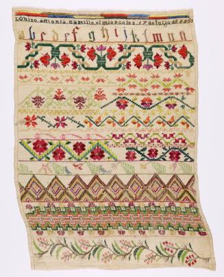 Sampler with Inscription and Embroidered Borders