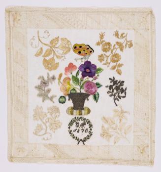 Net Sampler with Basket of Flowers and Floral Sprays