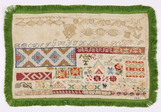 Sampler Bordered with a Bright Green Silk Fringe