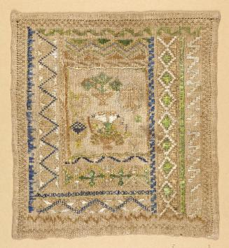 Sampler with Multiple Borders and Flower Basket Design