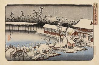 Snow on the Precincts of the Temman Shrine at Kameido, from the series Famous Places in the Eastern Capital