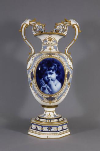 Royal Berlin Two-Handled Urn Decorated with Medallion of Child and Medallion of Flowers and Leaves
