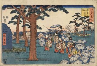 Viewing Cherry Blossoms at Asuka Hill, from the series Famous Places in the Eastern Capital