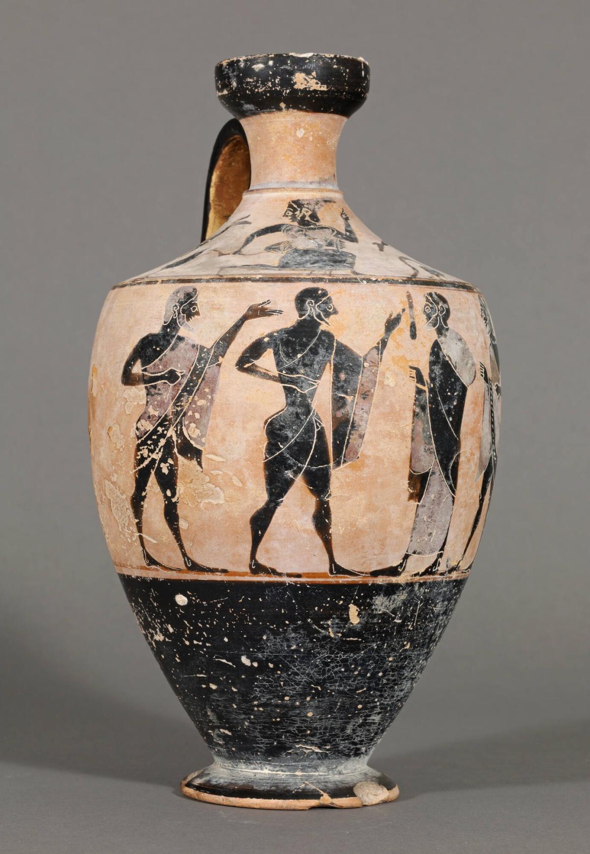 Black-figure Lekythos (oil flask) with Herakles Pursuing the Queen of the Amazons