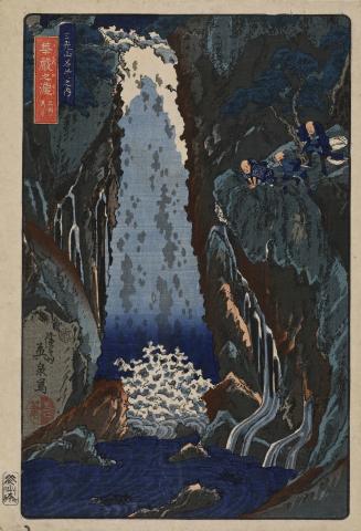 View of the Three Cascades of Kegon Waterfall, from the series Famous Places in the Mountains of Nikko