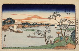 Cherry Trees in Leaf Beside the Sumida River, from the series Famous Sites in the Eastern Capital