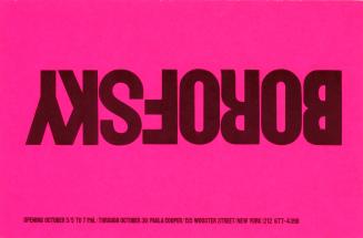 Exhibition Announcement for Jonathan Borofsky, October 5 through October 30, Paula Cooper Gallery, New York, NY