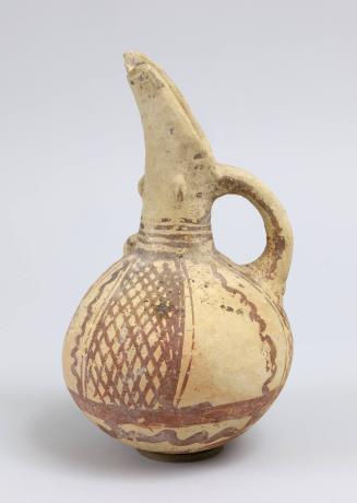 White Painted Ware Jug in String-Hole Style with Latticed Bands