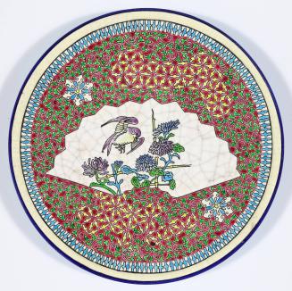 Longwy Plate with Decoration of Bird and Flowers