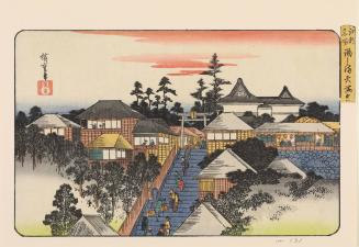 Steps to the Temman Shrine at Yushima, from the first series Famous Places in Edo