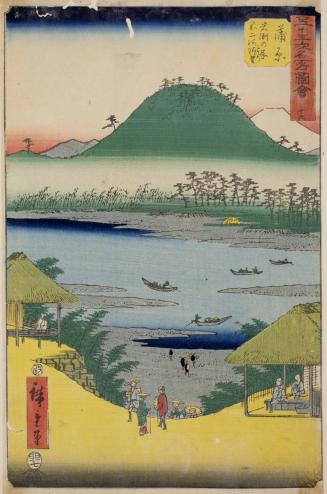 View of the Fuji River from Iwabuchi Hill near Kambara, no. 16 from the series Pictures of Famous Places of the Fifty-three Stations, the Vertical Tōkaidō