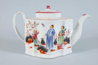 New Hall Teapot with Lid Decorated with Three Figures